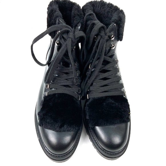 Elena Solano Shoes - New Elena Solano Womens Black Leather Shearling Inside Combat Boots Sz 40 (9.5)